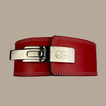 4" Lever Belt - Red Leather Includes Lever System - Get Gripped