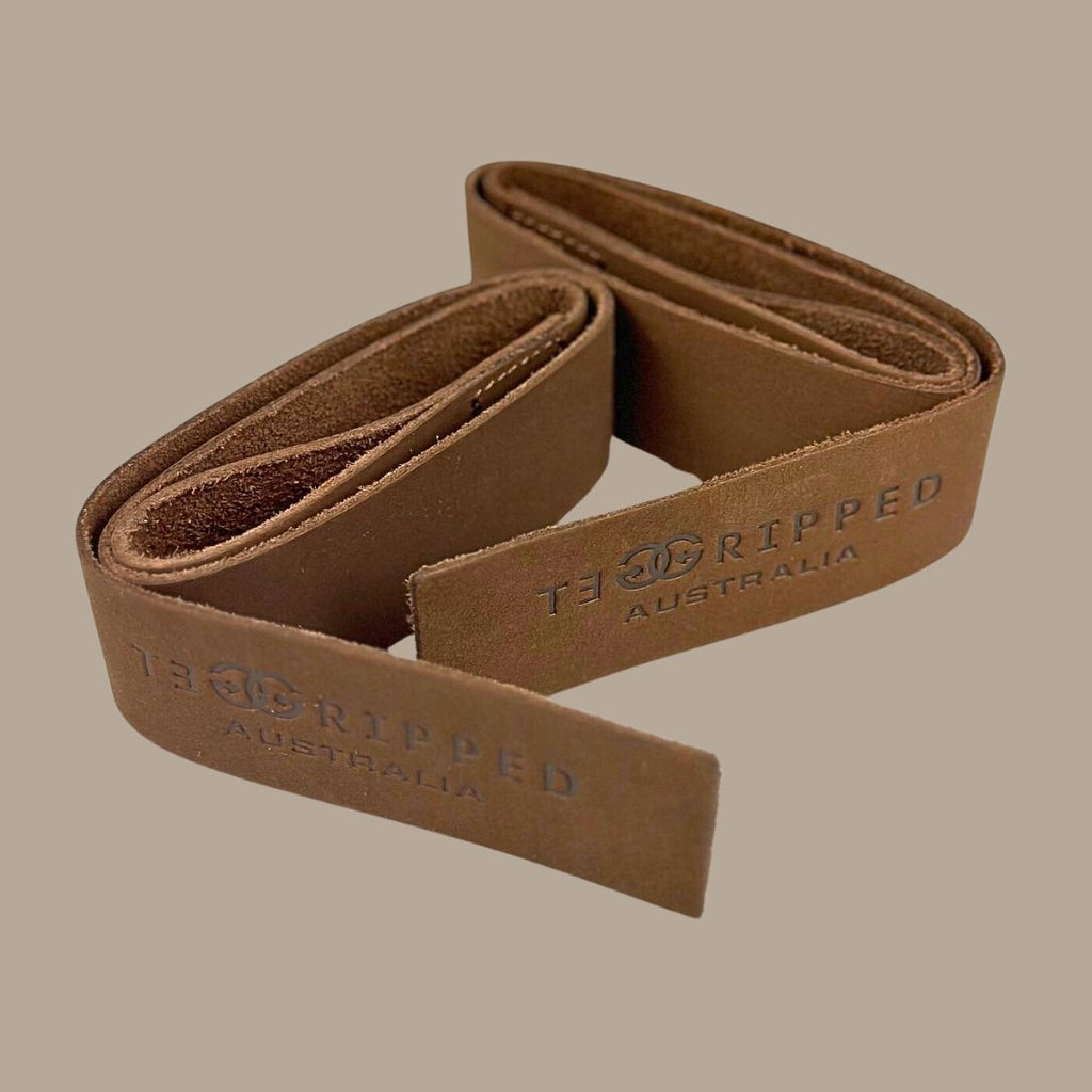 Premium Leather Lifting Straps - Tan - Get Gripped