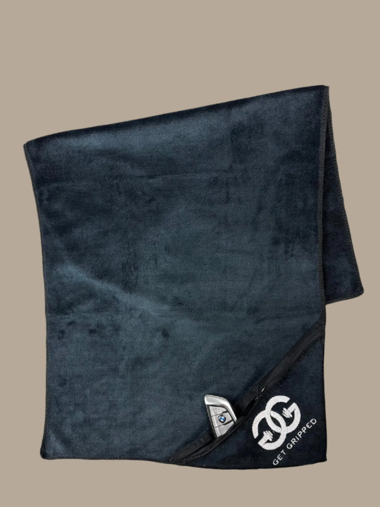Black gym towel 