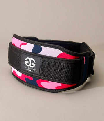 Neoprene Weight Lifting Belt - Camo Pink - Get Gripped