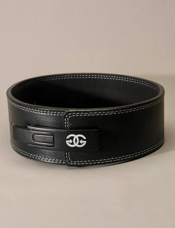 4" Lever Belt - Black Leather Includes Lever System - Get Gripped