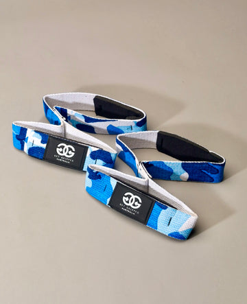 Premium Fig 8 Lifting Straps - Blue Camo - Get Gripped