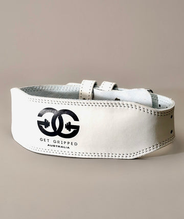 4" Weight Lifting Belt (Leather) - White - Get Gripped